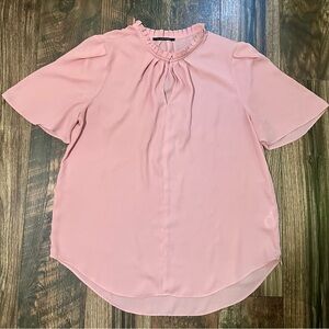 T Tahari flowy light pink blouse size large